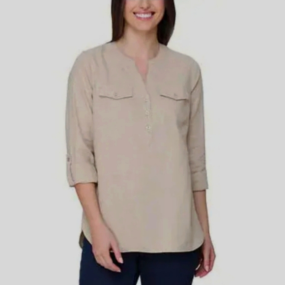 TAHARI - Women's Adjustable Length Sleeve Shirt - Picture 1 of 8